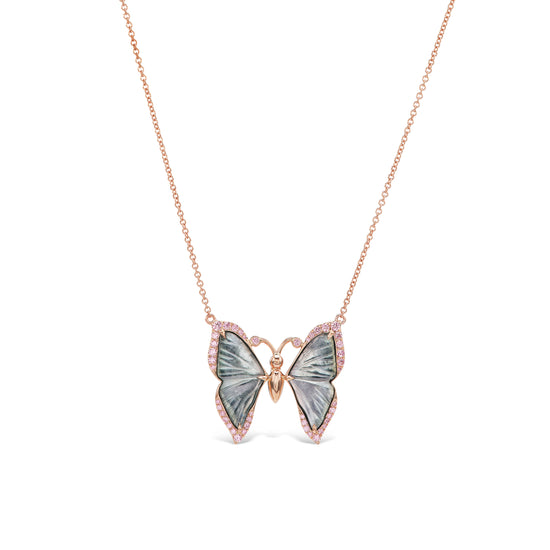 J Fine Pink Diamond Butterfly Necklace