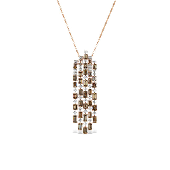 J Fine Brown Emerald Cut Diamond Necklace