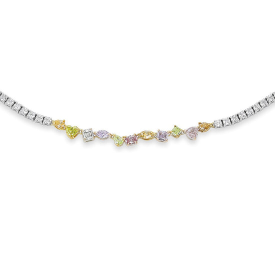 J Fine Tennis Necklace with Mixed Color Diamonds