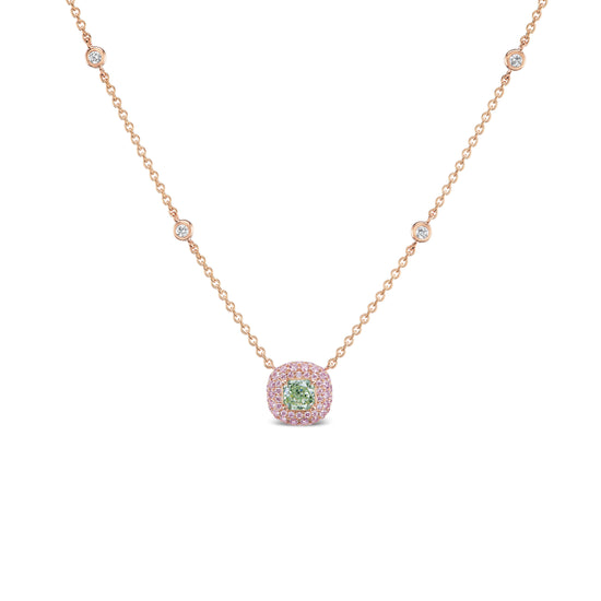 Argyle Pink Diamond and Green Diamond Necklace