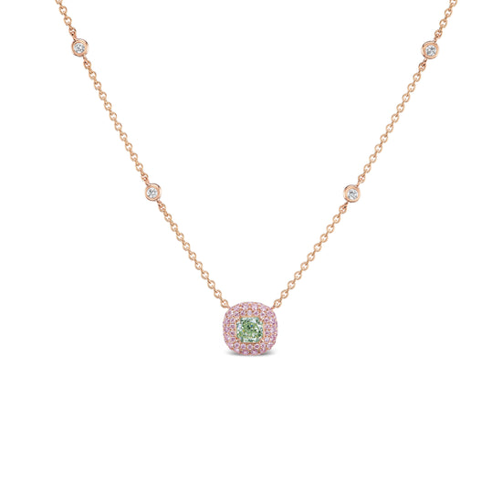 J Fine Argyle Pink Diamond and Green Diamond Necklace