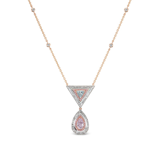 Blue and Pink Diamond Necklace