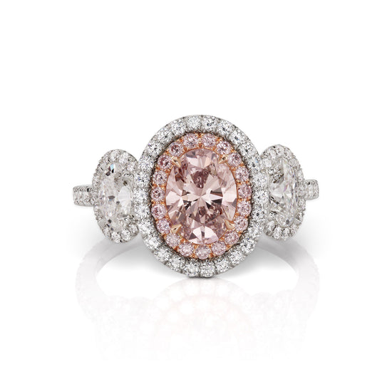 J Fine Oval Fancy Orangy Pink Ring