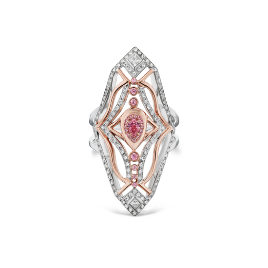 J Fine Argyle Pink Diamond Modern Art Deco Ring