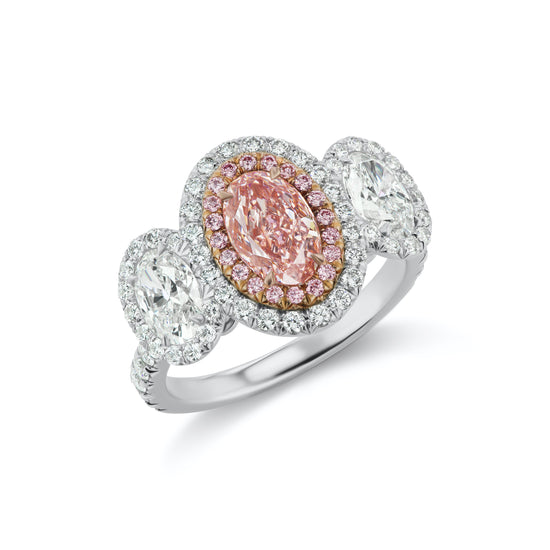 Oval Fancy Orangy Pink Ring