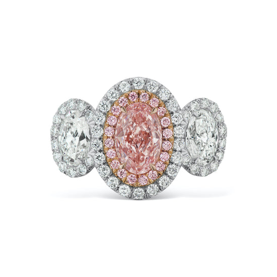 J Fine Oval Fancy Orangy Pink Ring