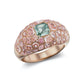 Bluish Green and Pink Diamond Dome Ring