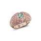 J Fine Bluish Green and Pink Diamond Dome Ring