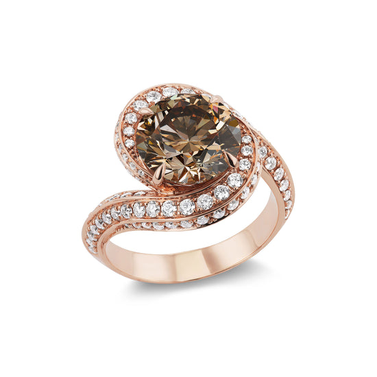 J Fine Round Champagne Diamond Ring