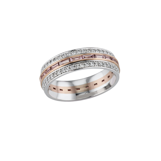 J Fine Pink Diamond Baguette Three Row Eternity Band