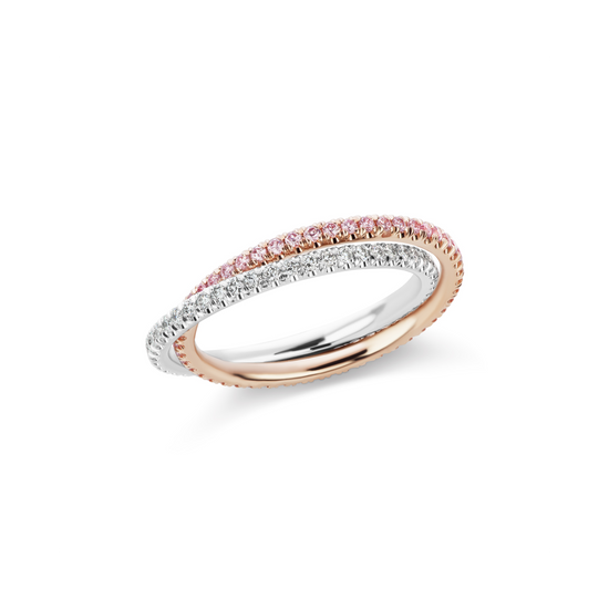 J Fine Argyle Pink Diamond Movable Double Band