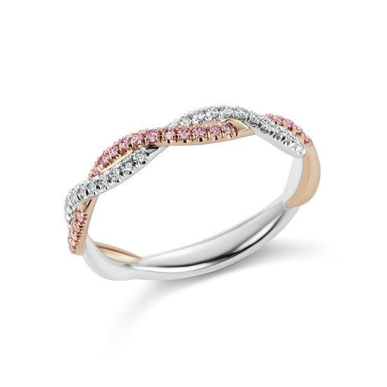J Fine Pink and White Diamond Braided Band