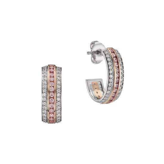 Argyle Pink and White Diamond Huggie Earrings