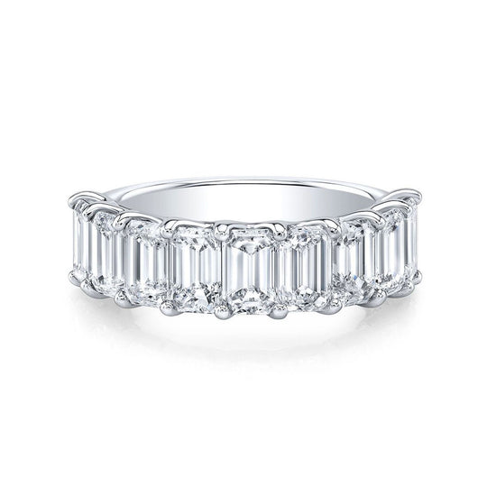 Emerald Cut Diamond Half-Way Eternity Ring