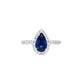Pear Blue Sapphire and White Diamond Ring