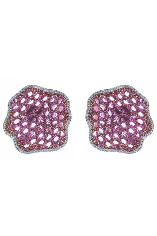 Mosaique Wave Earrings in Pink Sapphire