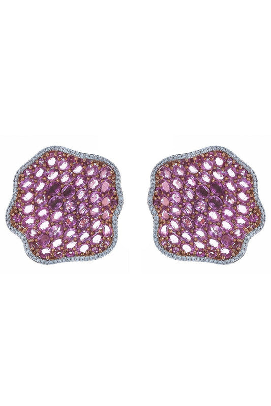 Piranesi Mosaique Wave Earrings in Pink Sapphire