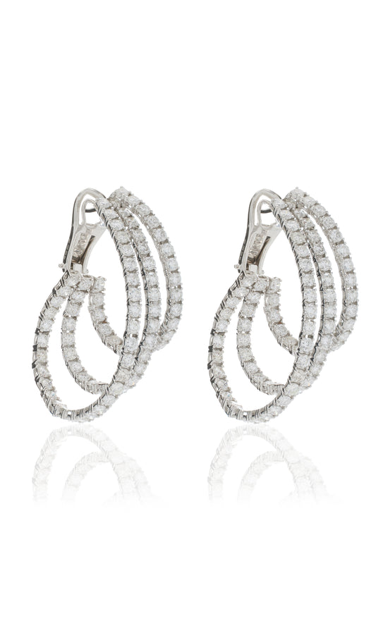 Triple Hoop Diamond Earrings