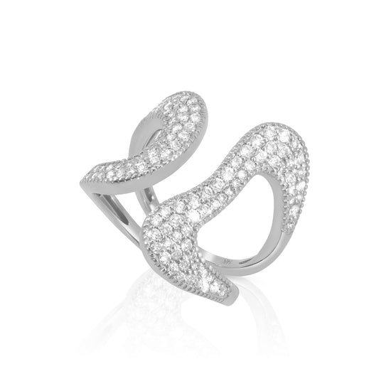 Organic Shape White Diamond Ring
