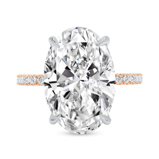 Oval Cut Diamond Solitaire Ring with Pavé Band
