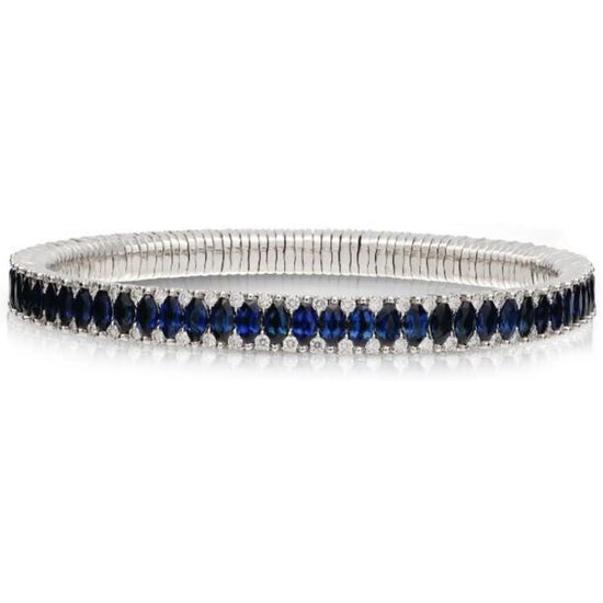 Cashmere Marquise 2 Row Sapphire and Diamond Stretch Bracelet