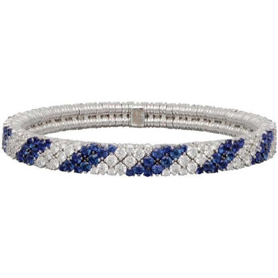 Roberto Demeglio Cashmere 2 Row Diamond and Sapphire Stretch Bracelet