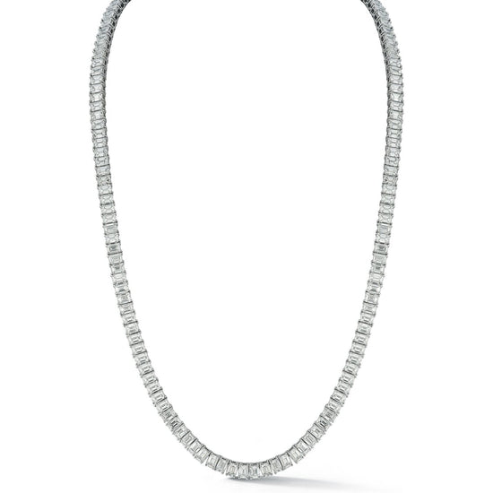 27.32CT Emerald Diamond Tennis Necklace