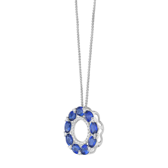 Sapphire and Diamond Circle Pendant