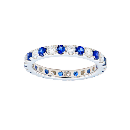 Blue Sapphire and White Diamond Band