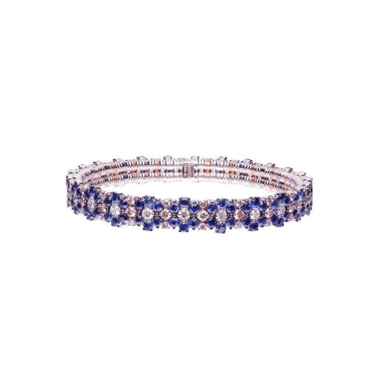 Roberto Demeglio Cashmere 2 Row Sapphires and Diamond Stretch Bracelet