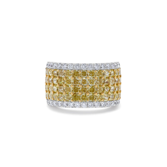 Yellow and White Diamond Cuff Ring