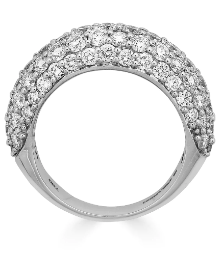 Small dome ring featuring round-cut diamonds set in 18K white gold