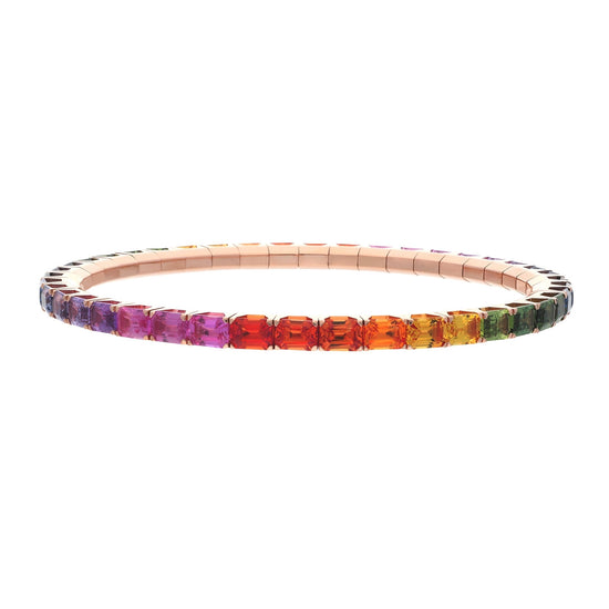 12.52 ct tennis bracelet with emerald cut rainbow sapphire