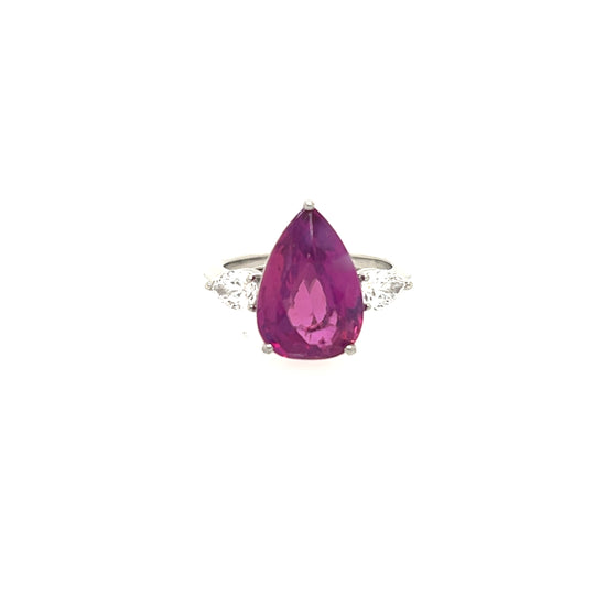 Pear-Shape Ruby and Diamond Ring