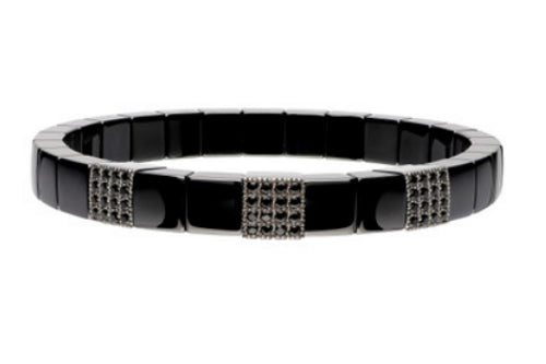 Black ceramic stretch bracelet with 0.54 ct of black diamonds embellishments