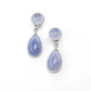 Lilac chalcedony drop earrings adorned with diamonds on 18K white gold