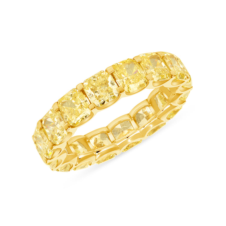 7.93 fancy yellow diamond eternity band on yellow gold