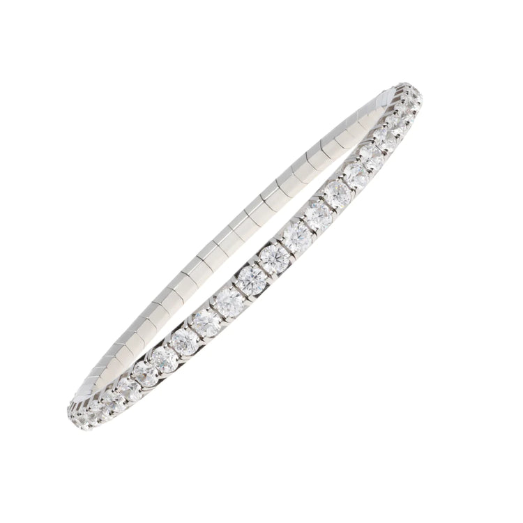 7.30 ct round cut white diamond stretch tennis bracelet with VS clarity