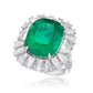 Green Emerald and Diamond Ring