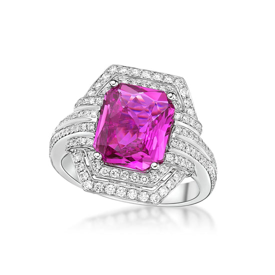 Octagon Pink Sapphire Ring