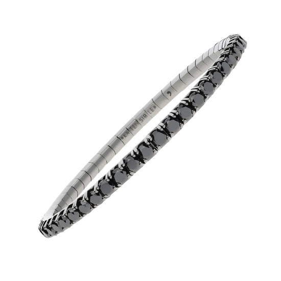 8.90 CT Black Diamond Stretch Tennis Bracelet with round cut black diamond