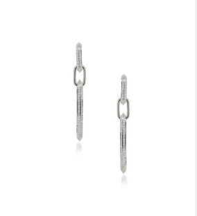 Elegant 14K white gold link earrings adorned with 0.80 carats of diamonds