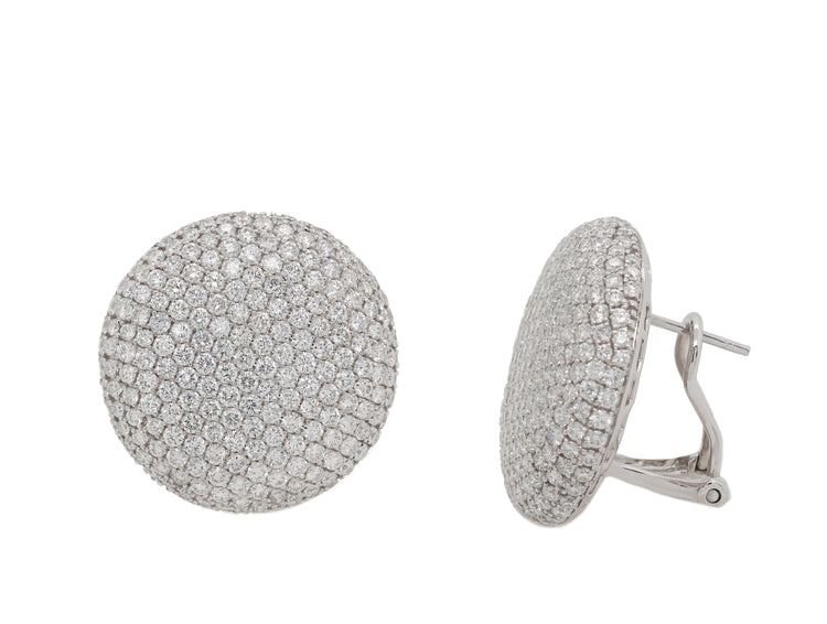 Classic 14K white gold circle stud earrings embellished with diamonds in a pavé setting
