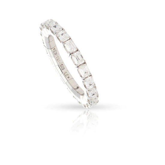 2.66 ct emerald-cut diamond stretch ring made in 18K white, yellow, or rose gold