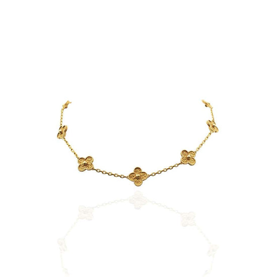Vintage Alhambra necklace featuring ten clover motifs in 18K yellow gold