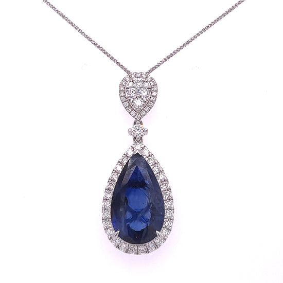 Sapphire and Diamond Tear-Drop Pendant
