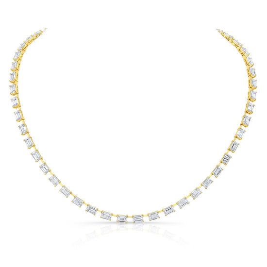 Emerald Cut Diamond Necklace in Yellow Gold