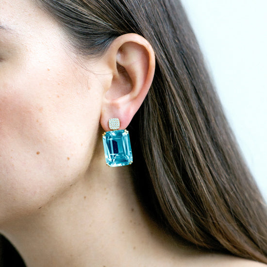 Blue Topaz and Diamond Earrings