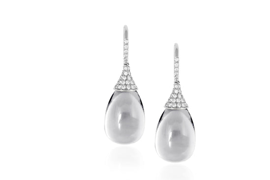 Crystal Earrings with Diamond Caps