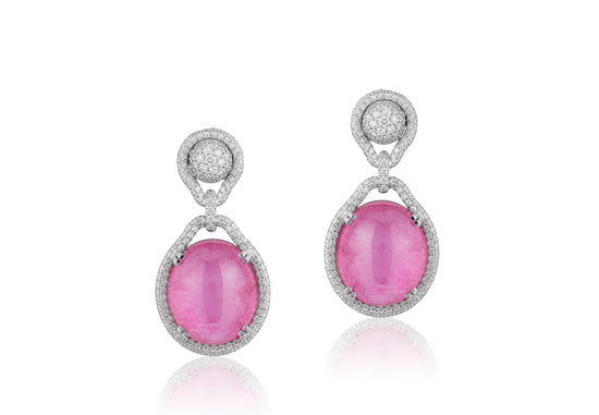 Pink Tourmaline and Diamond Earrings